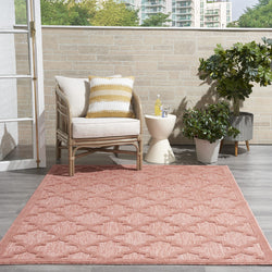 Nourison Easy Care Moroccan Coral/Orange 6' X 9' Area Rug, Trellis, Easy Cleaning, Non Shedding, Bed Room, Living Room, Dining R