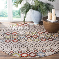 SAFAVIEH Amsterdam Collection Area Rug - 67 Round, Light Grey & Multi, Moroccan Boho Design, Non-Shedding & Easy Care, Ideal fo
