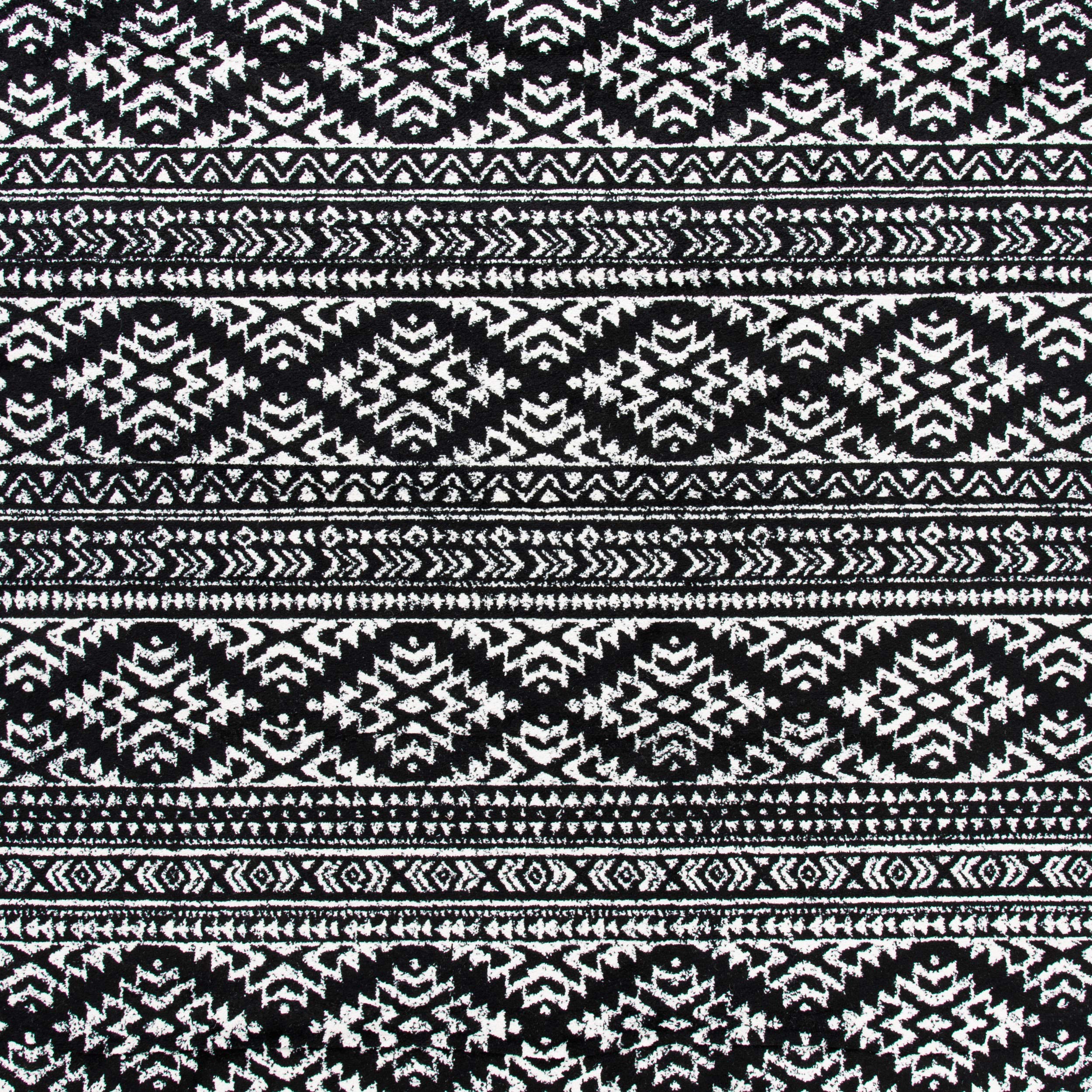 SAFAVIEH Tulum Collection Area Rug - 3 Square, Black & Ivory, Moroccan Boho Tribal Design, Non-Shedding & Easy Care, Ideal for 