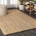 JONATHAN Y NFR100A-6 Hira Hand Woven Diamond Chunky Jute Natural 6 ft. x 9 ft. Area Rug, Easy to Clean, Non-Shedding for Home, K