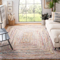 SAFAVIEH Cape Cod Collection Area Rug - 10 Square, Beige & Multi, Handmade Boho Braided Jute & Cotton, Ideal for High Traffic A