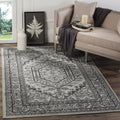 SAFAVIEH Adirondack Collection Area Rug - 6 x 9, Silver & Black, Oriental Medallion Design, Non-Shedding & Easy Care, Ideal fo