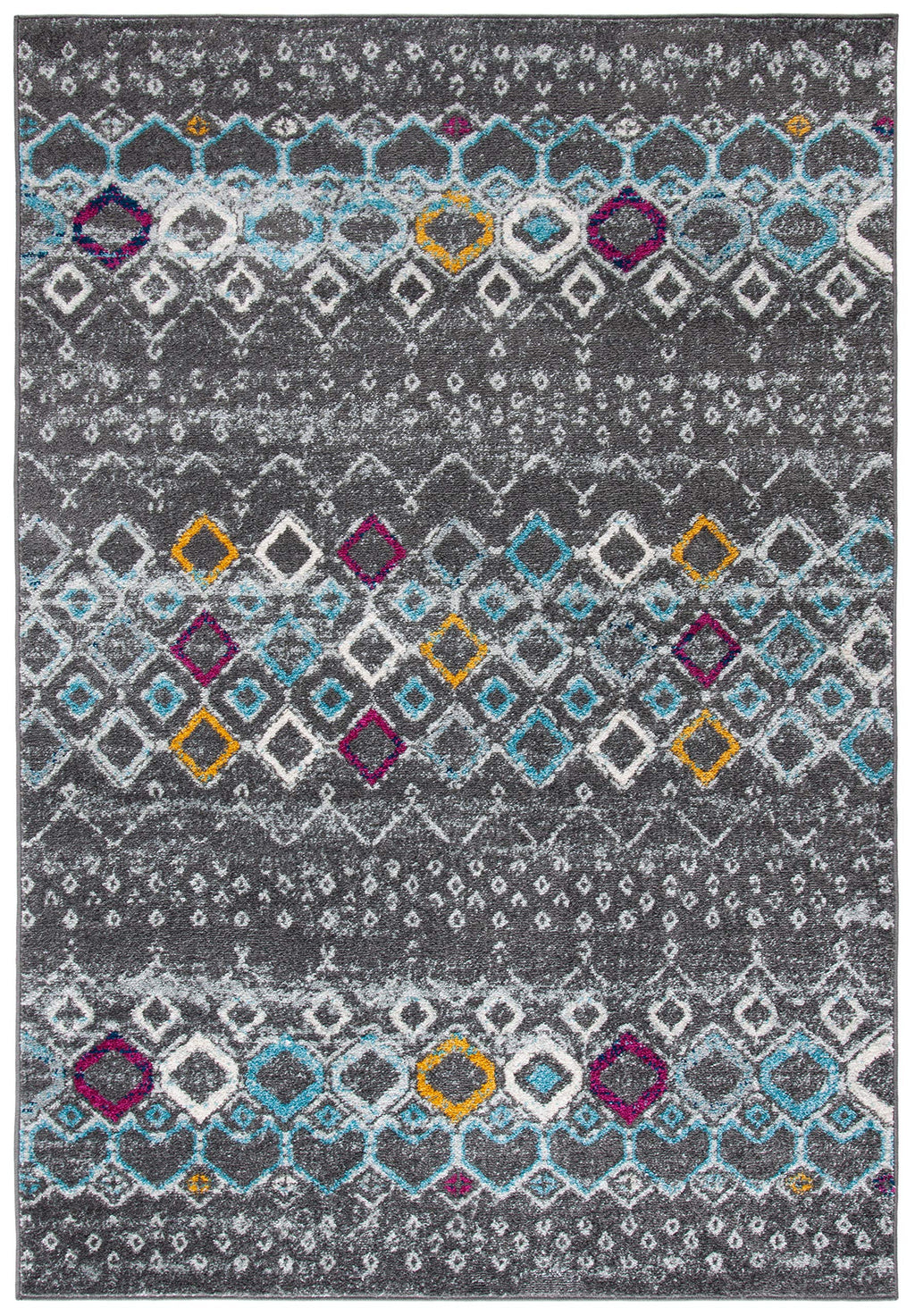 SAFAVIEH Amsterdam Collection Accent Rug - 2'3'' x 4', Dark Grey & Ivory, Moroccan Boho Design, Non-Shedding & Easy Care, Ideal 