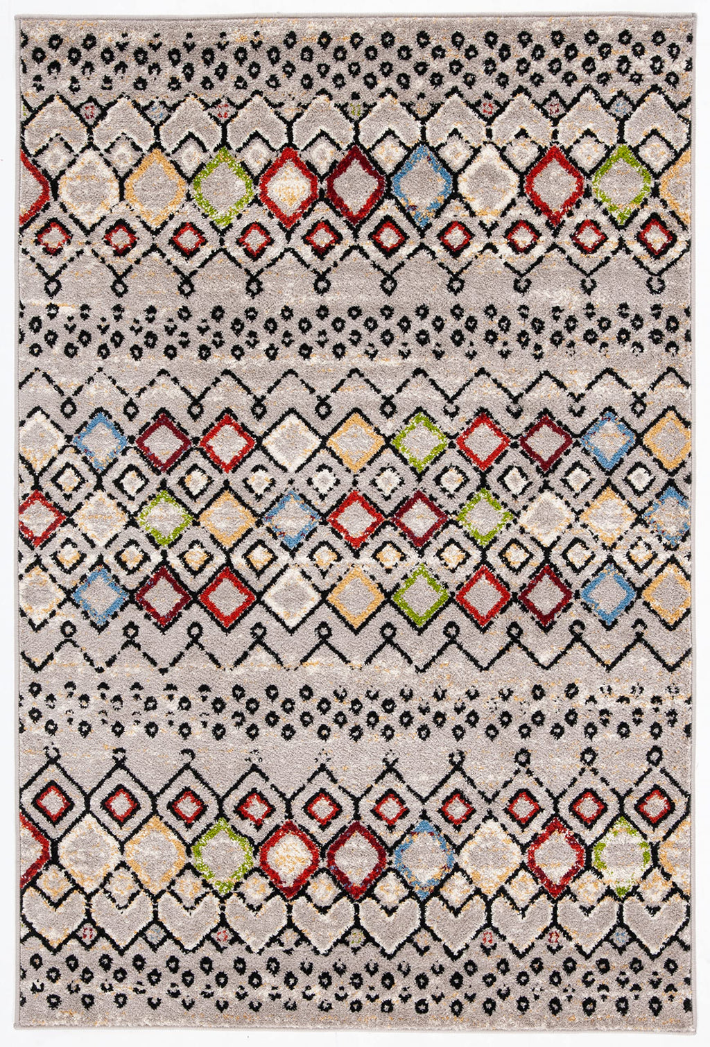 Safavieh Amsterdam Collection Accent Rug - 4' X 6', Light Grey & Multi, Moroccan Boho Design, Non-Shedding & Easy Care, Ideal Fo