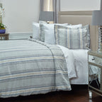 Rizzy Home | BT4008 | King Sham | 20"x36" Blue/Neutral/Gray Stripe