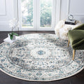 SAFAVIEH Evoke Collection Area Rug - 53 Round, Ivory & Grey, Shabby Chic Oriental Medallion Design, Non-Shedding & Easy Care, I