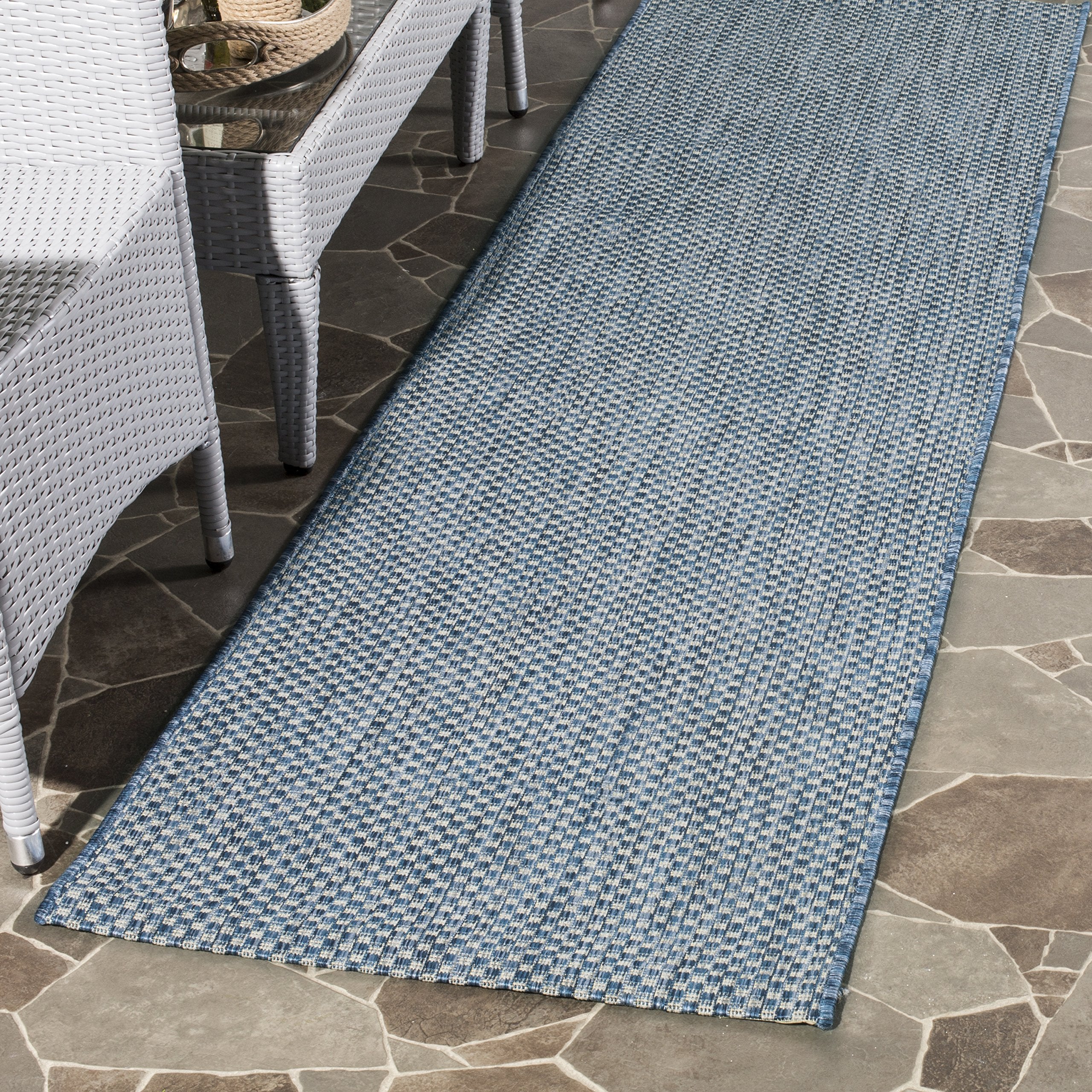 SAFAVIEH Courtyard Collection 23 x 16 Navy/Grey CY8521 Indoor/ Outside Waterproof Easy cleansingPatio Backyard Mudroom Runner 