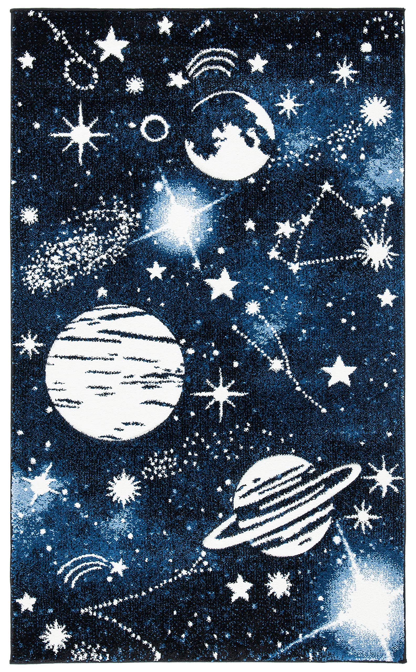 SAFAVIEH Carousel Kids Collection Accent Rug - 2 x 3, Dark Blue & Light Blue, Non-Shedding & Easy Care, Ideal for High Traffic