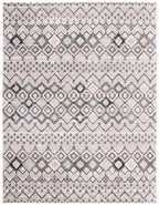 Safavieh Amsterdam Collection Area Rug - 9' X 12', Light Grey & Brown, Moroccan Boho Design, Non-Shedding & Easy Care, Ideal For