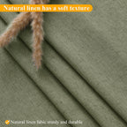 Jowels Long Linen Shower Curtains - Inside And Out Sage Green, Snap On Shower Curtain Liner, No Hooks Needed Bath Curtains, Mesh