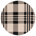 SAFAVIEH Courtyard Collection Area Rug - 67 Round, Black & Bone, Plaid Design, Non-Shedding & Easy Care, Indoor/Outdoor & Wash