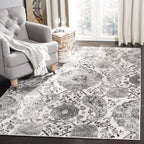 SAFAVIEH Madison Collection Area Rug - 5'3'' x 7'6'', Cream & Silver, Boho Chic Glam Paisley Design, Non-Shedding & Easy Care, I