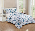 Kids Zone Dinosaurs Quilted Bedspread Set For Boys/Teens Blue Navy Blue Black White Dino Kingdom New (Full/Queen)