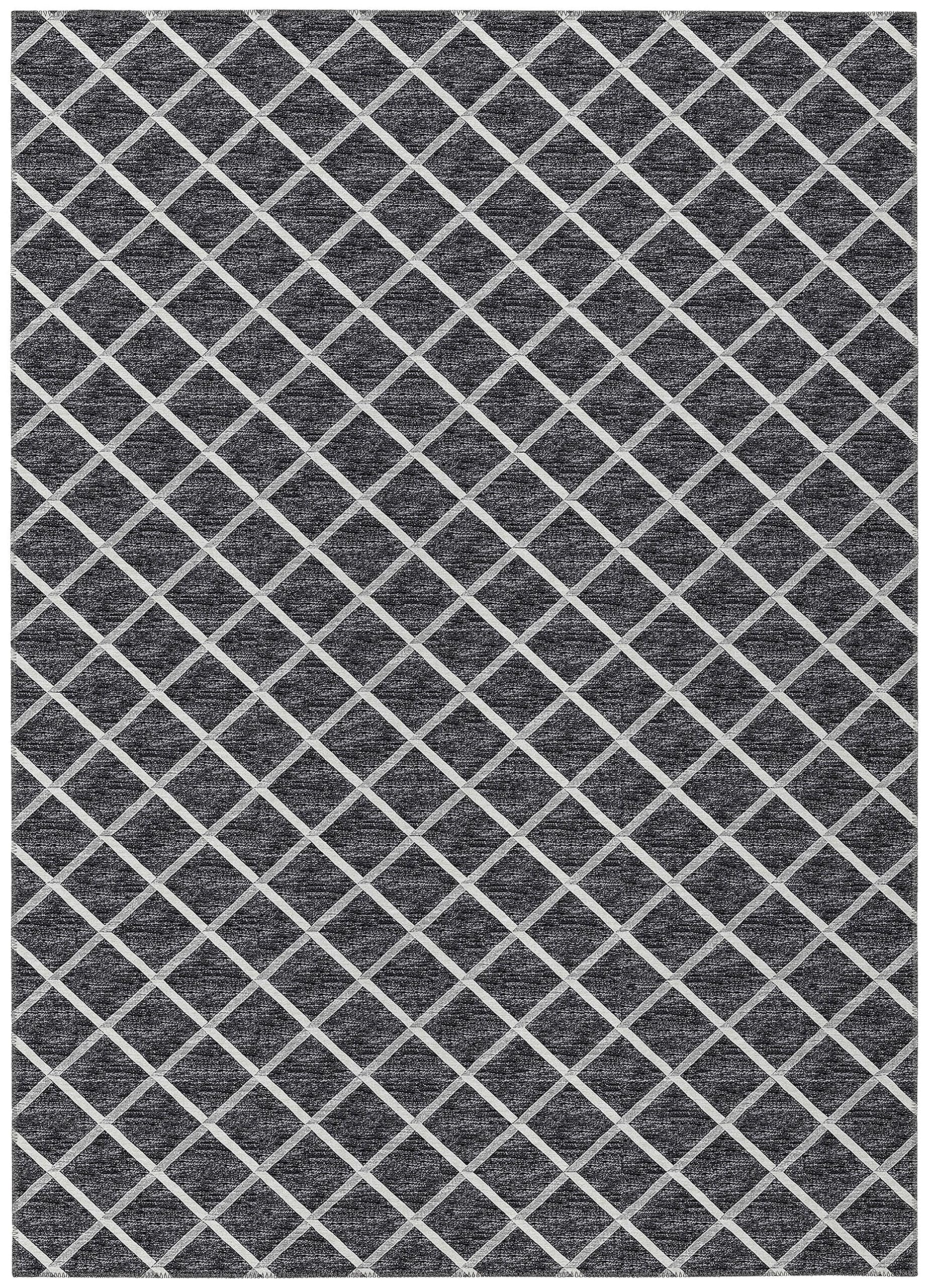 Dalyn Rugs York Yo1 Black 8' X 10' Indoor Outdoor Area Rug, Easy Clean, Machine Washable, Non Shedding, Bedroom, Living Room, Dining Room, Kitchen, Patio Rug