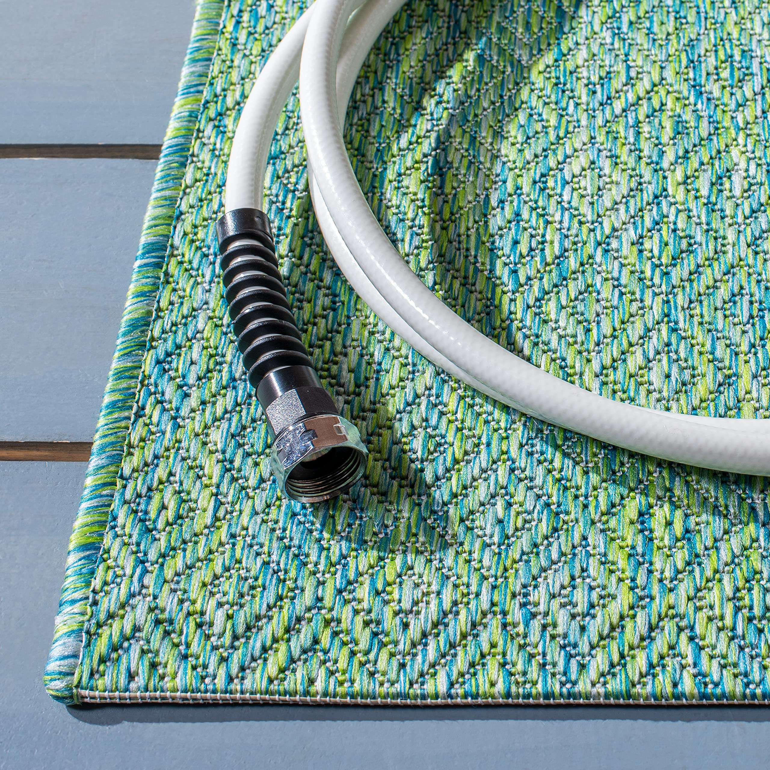 Safavieh Courtyard Collection 8' X 10' Green/Blue Cy8521 Indoor/ Outside Waterproof Easy Cleansingpatio Backyard Mudroom Area Mat