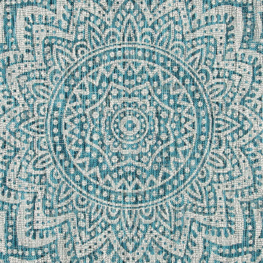 Safavieh Courtyard Collection 80.4' X 80.4' Grey / Teal Cy8734 Indoor-Outdoor Waterproof Easy-Cleaning Patio Backyard Mudroom Area-Rug