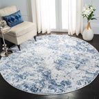 SAFAVIEH Amelia Collection Area Rug - 6'7'' Round, Navy & Grey, Modern Abstract Design, Non-Shedding & Easy Care, Ideal for High