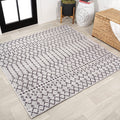 JONATHAN Y SMB108I-6SQ Ourika Moroccan Geometric Textured Weave Cream/Black 6 Square Indoor/Outdoor Area Rug, Pet Friendly, Non