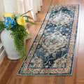 SAFAVIEH Monaco Collection Runner Rug - 22 x 10, Navy & Light Blue, Boho Chic Medallion Distressed Design, Non-Shedding & Easy