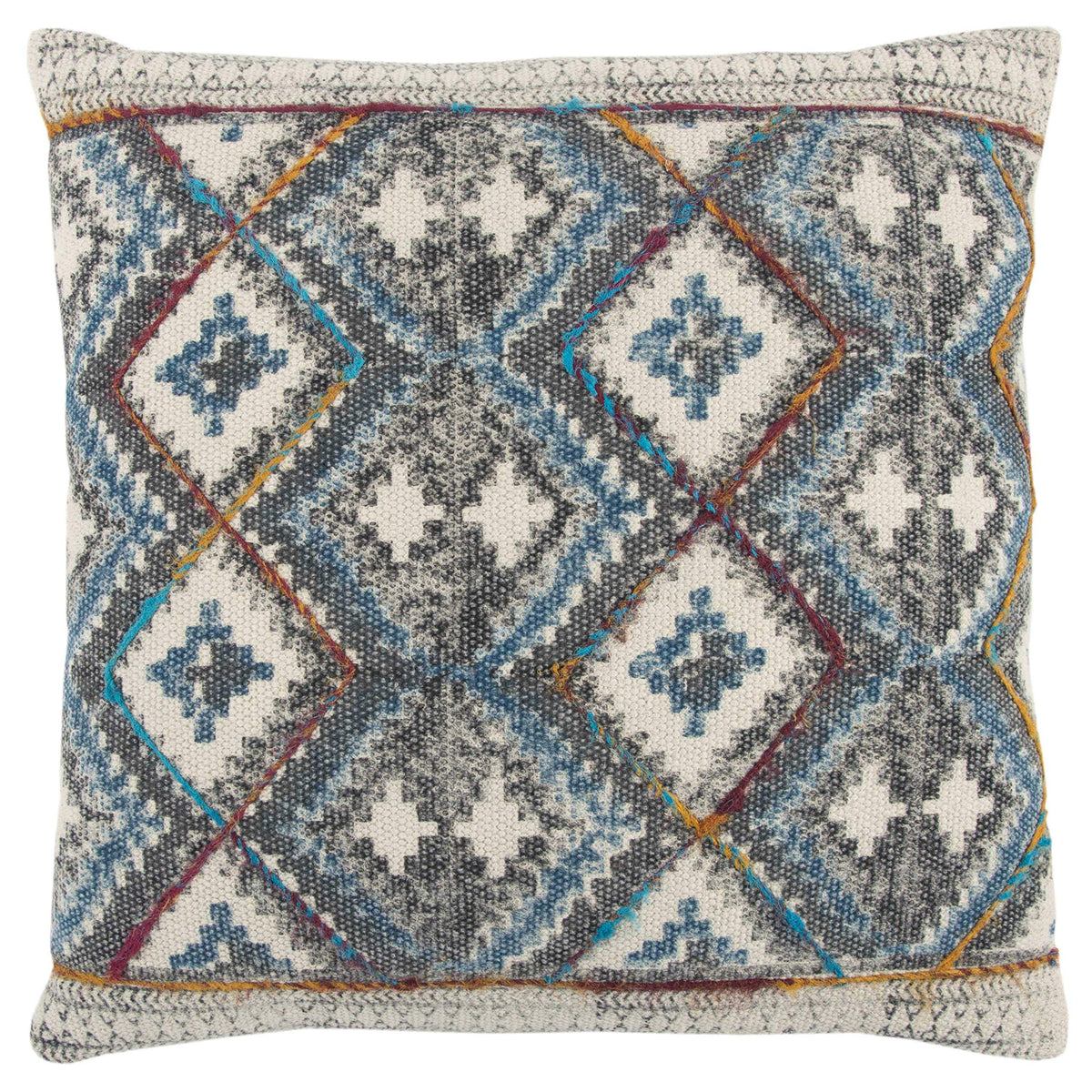 Rizzy Home T13521 Decorative Pillow, 20&quot; x 20&quot;, Blue/Gray