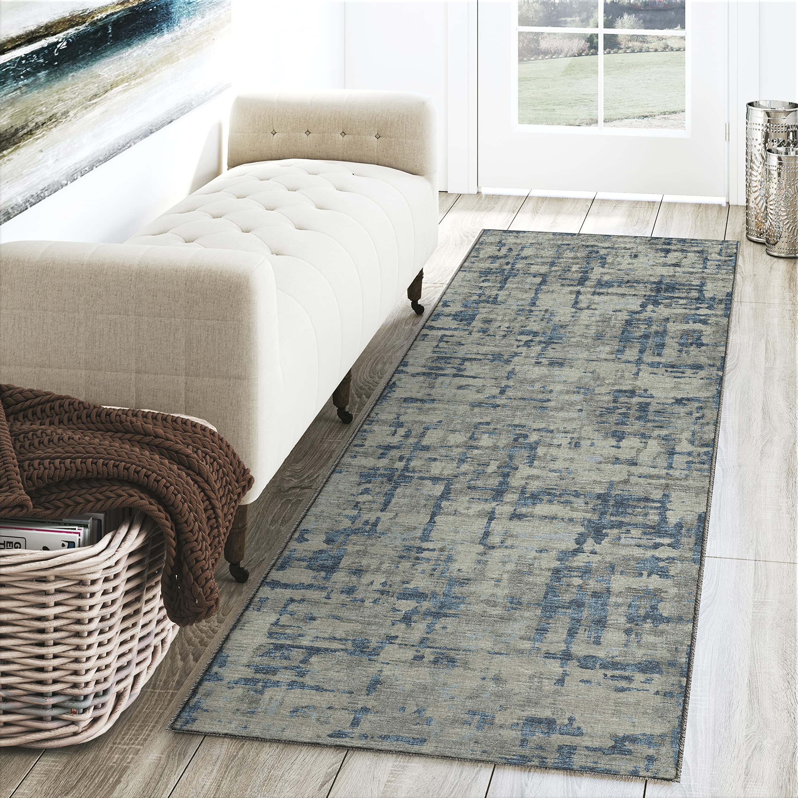 Dalyn Rugs Brisbane Br5 Modern Camouflage Teal 2'3&quot; X 7'6&quot;