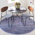 SAFAVIEH Rag Rug Collection Area Rug - 6 Round, Purple & Multi, Handmade Boho Stripe Cotton, Ideal for High Traffic Areas in Li