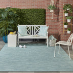 Nourison Positano Indoor/Outdoor Aqua 4' X 6' Area Rug, Easy Cleaning, Non Shedding, Bed Room, Living Room, Dining Room, Backyard, Deck, Patio (4X6)