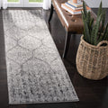 SAFAVIEH Madison Collection Runner Rug - 23 x 6, Grey & Ivory, Glam Ogee Trellis Distressed Design, Non-Shedding & Easy Care, 