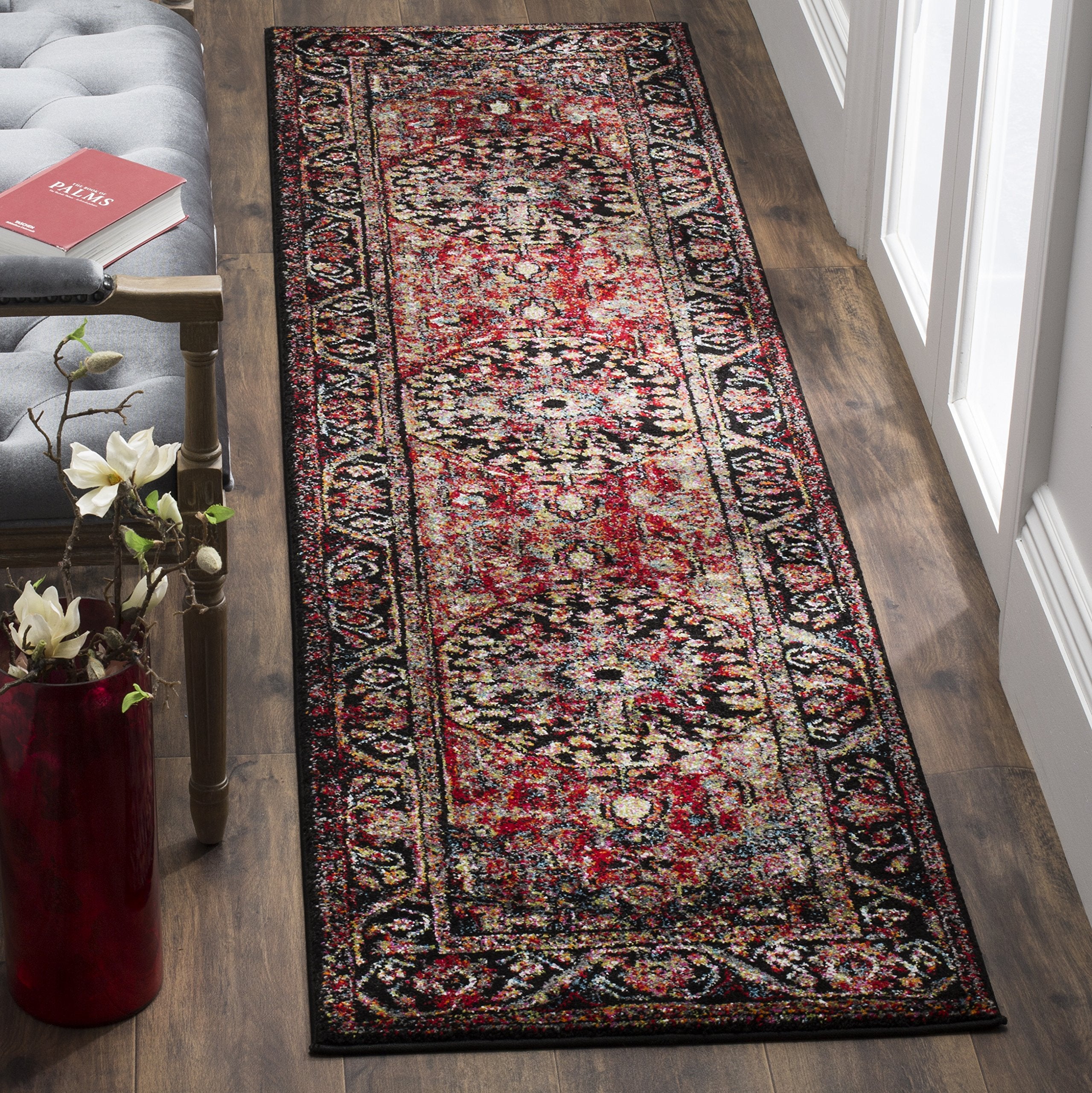 SAFAVIEH Vintage Hamadan Collection Runner Rug - 23 x 16, Red & Multi, Oriental Traditional Persian Design, Non-Shedding & Eas