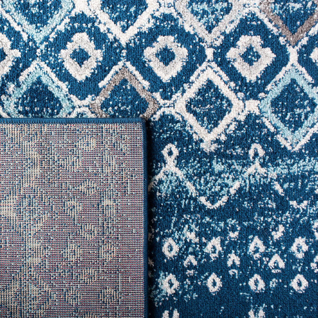 Safavieh Amsterdam Collection Runner Rug - 2'3'' X 6', Navy & Beige, Moroccan Boho Design, Non-Shedding & Easy Care, Ideal For H
