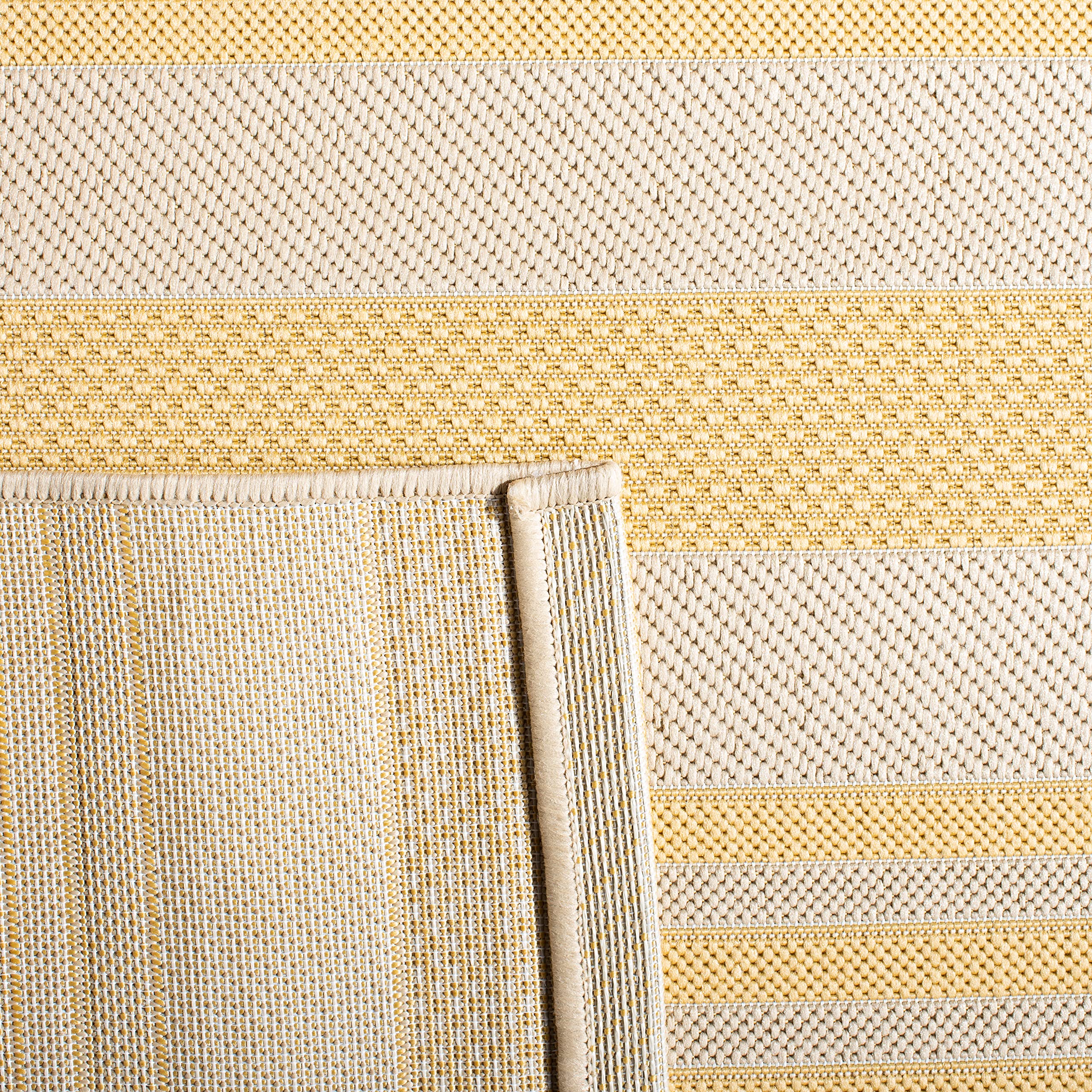 Safavieh Courtyard Collection 2' X 3'7'' Gold/Beige Cy6062 Nautical Coastal Stripe Indoor/-Outdoor Waterproof Easy-Cleaning Pati