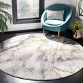 SAFAVIEH Craft Collection Area Rug - 8 Round, Grey & Gold, Modern Abstract Design, Non-Shedding & Easy Care, Ideal for High Tra