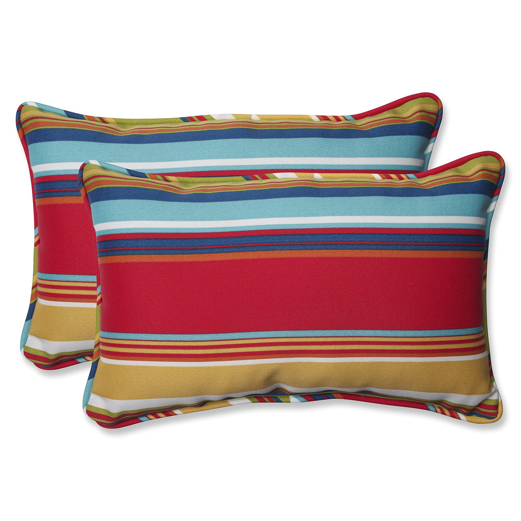 Pillow Perfect Stripe Indoor/Outdoor Accent Throw Pillow, Plush Fill, Weather, And Fade Resistant, Lumbar - 11.5' X 18.5' , Re