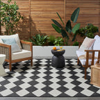 Nourison Positano Indoor/Outdoor Black 7' X 10' Area Rug, Easy Cleaning, Non Shedding, Bed Room, Living Room, Dining Room, Backyard, Deck, Patio (7X10)