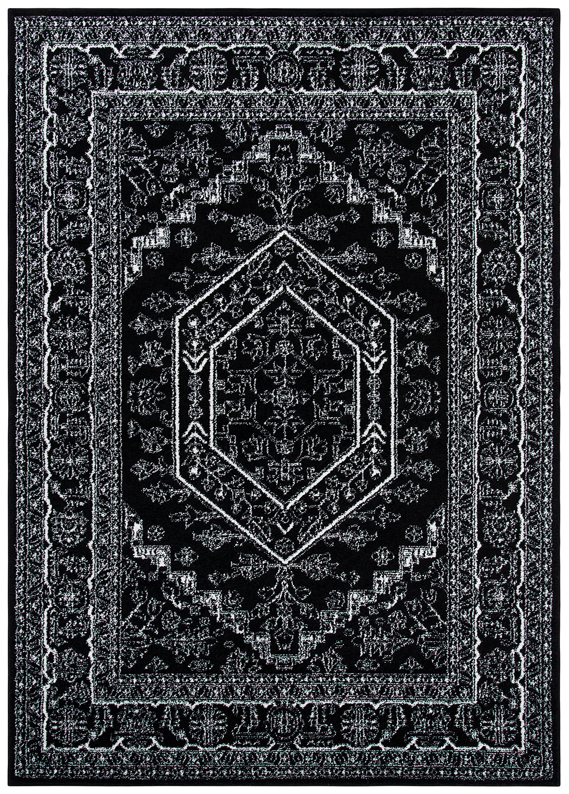 Safavieh Adirondack Collection Accent Rug - 26 x 4, Black & Ivory, Oriental Medallion Design, Non-Shedding & Easy Care, Ideal 