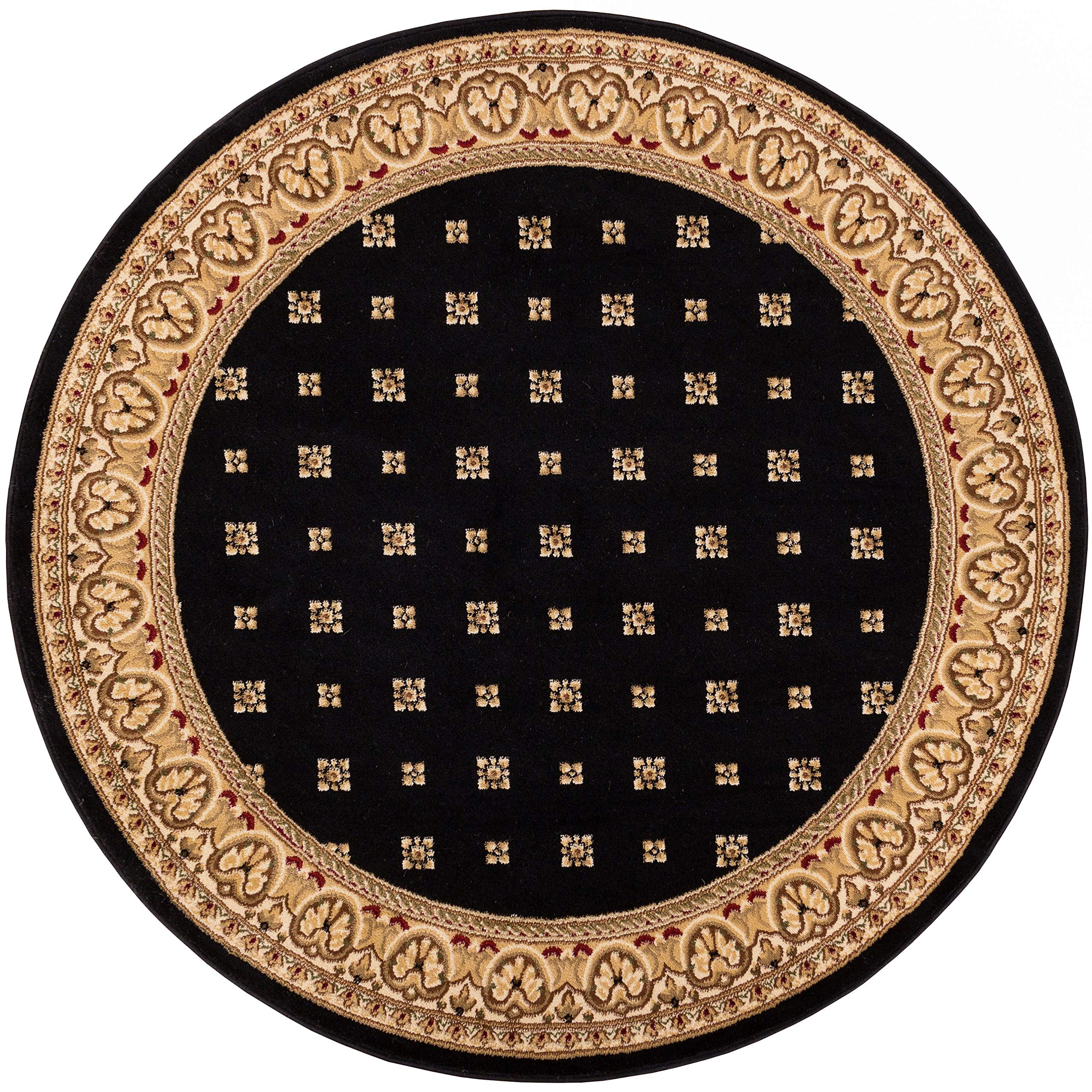 Well Woven Barclay Collection Hudson Terrace Black 4 ft Round Rug - for Entryways, Small Bedrooms, Living Rooms