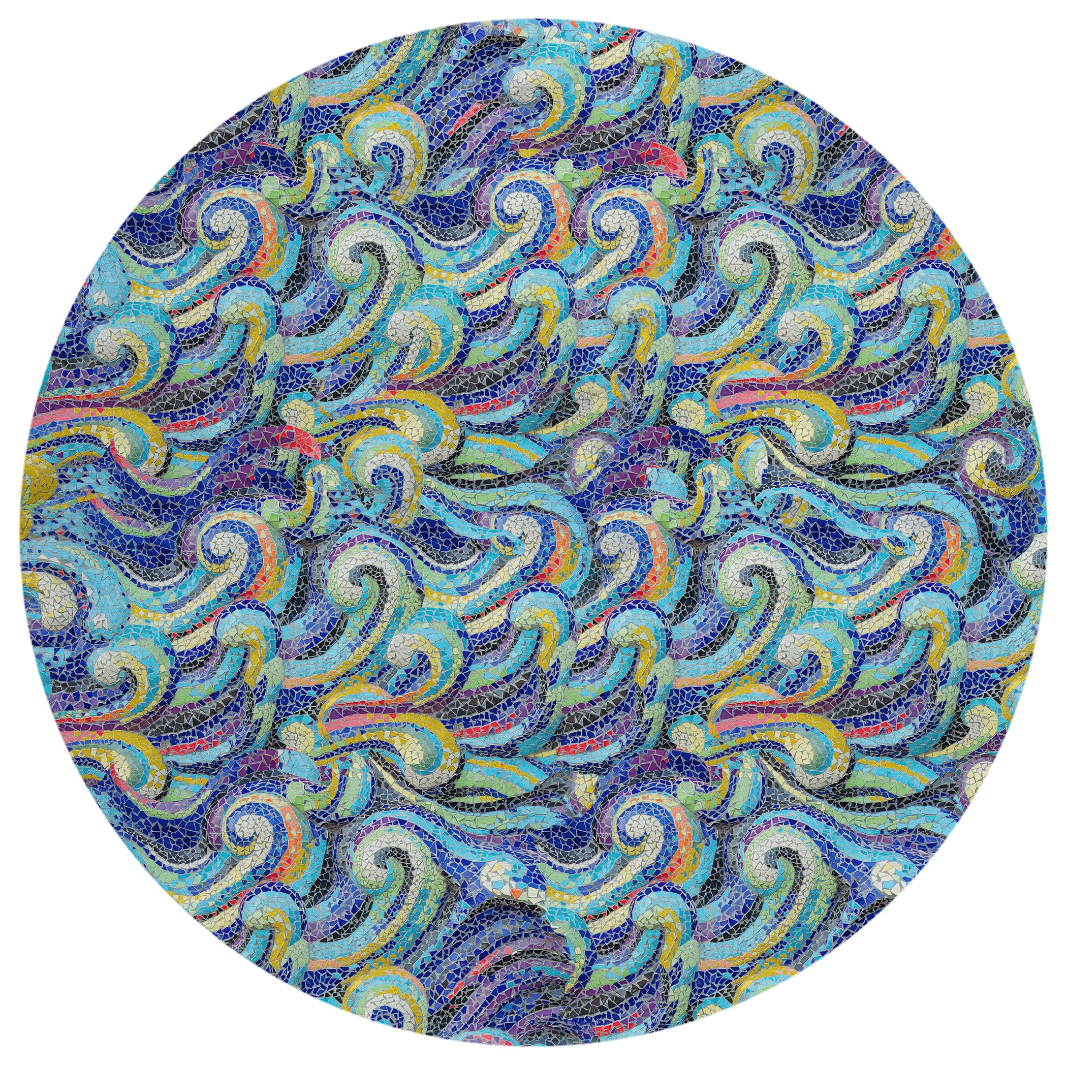 Addison Rugs Surfside Asr44 Ocean 8' X 8' Indoor Outdoor Round Rug, Easy Clean, Machine Washable, Non Shedding, Bedroom, Living Room, Dining Room, Kitchen, Patio Rug