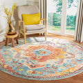 SAFAVIEH Crystal Collection 9 Round Orange / Teal CRS501K Boho Chic Oriental Medallion Distressed Non-Shedding Dining Room Entr