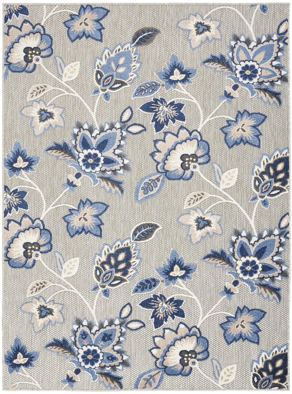 Nourison Aloha Indoor-Outdoor Blue/Grey 6' X 9' Area Rug, Easy Cleaning, Non Shedding, Bed Room, Living Room, Dining Room, Kitchen (6X9)
