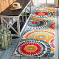 SAFAVIEH Cabana Collection Runner Rug - 22 x 13, Blue & Ivory, Floral Design, Indoor/Outdoor & Washable, Ideal for Patio, Back