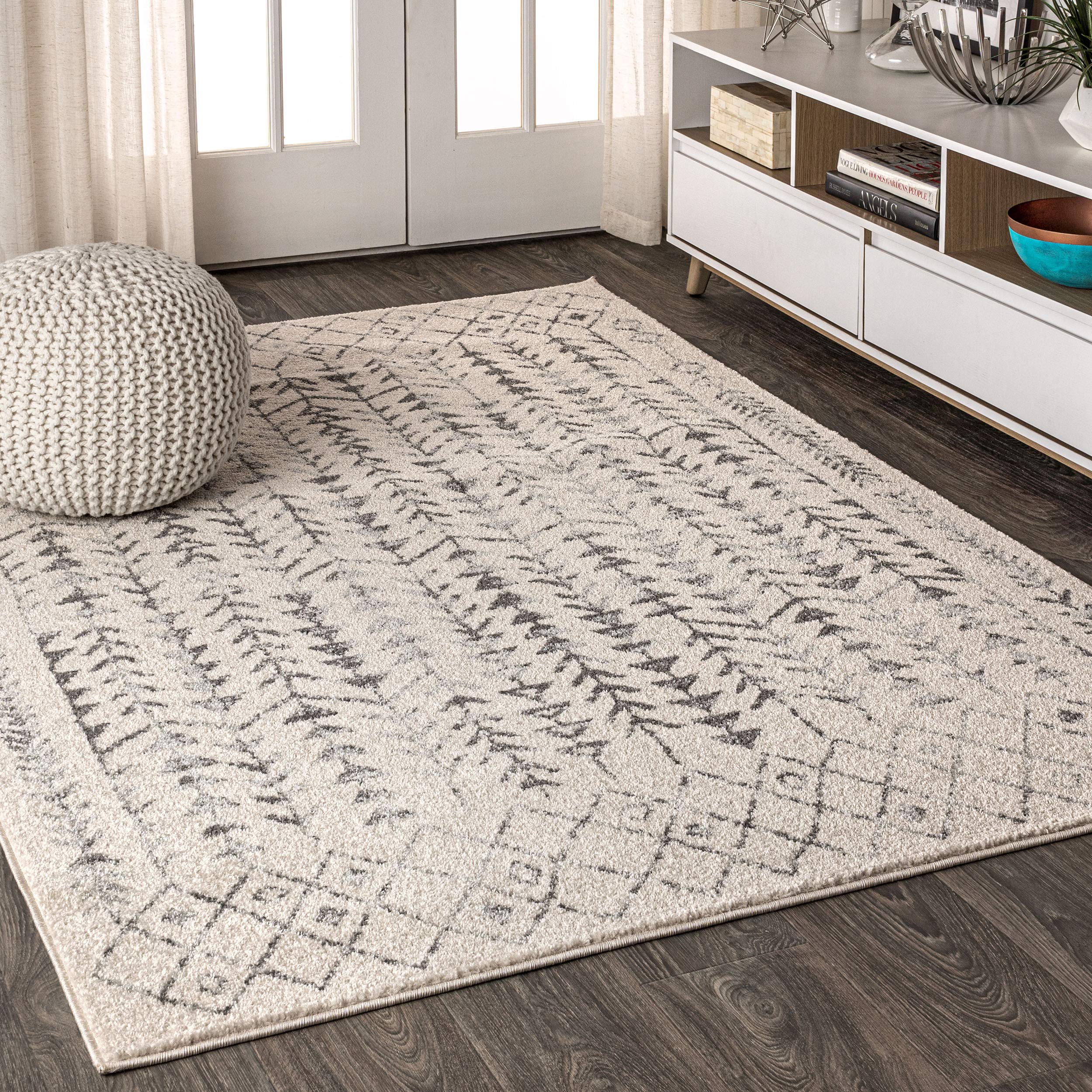 JONATHAN Y MOH210A-3 Ziri Moroccan Geometric Indoor Farmhouse Area-Rug Bohemian Minimalistic Easy-Cleaning Bedroom Kitchen Livin