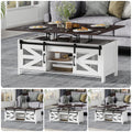wanan 47.2  Lift Top Coffee Table, 4 in 1 Farmhouse Coffee Table with Sliding Barn Doors, Coffee Tables for Living Room, Dining 