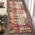 SAFAVIEH Monaco Collection Runner Rug - 22 x 8, Magenta & Multi, Boho Chic Tribal Distressed Design, Non-Shedding & Easy Care,