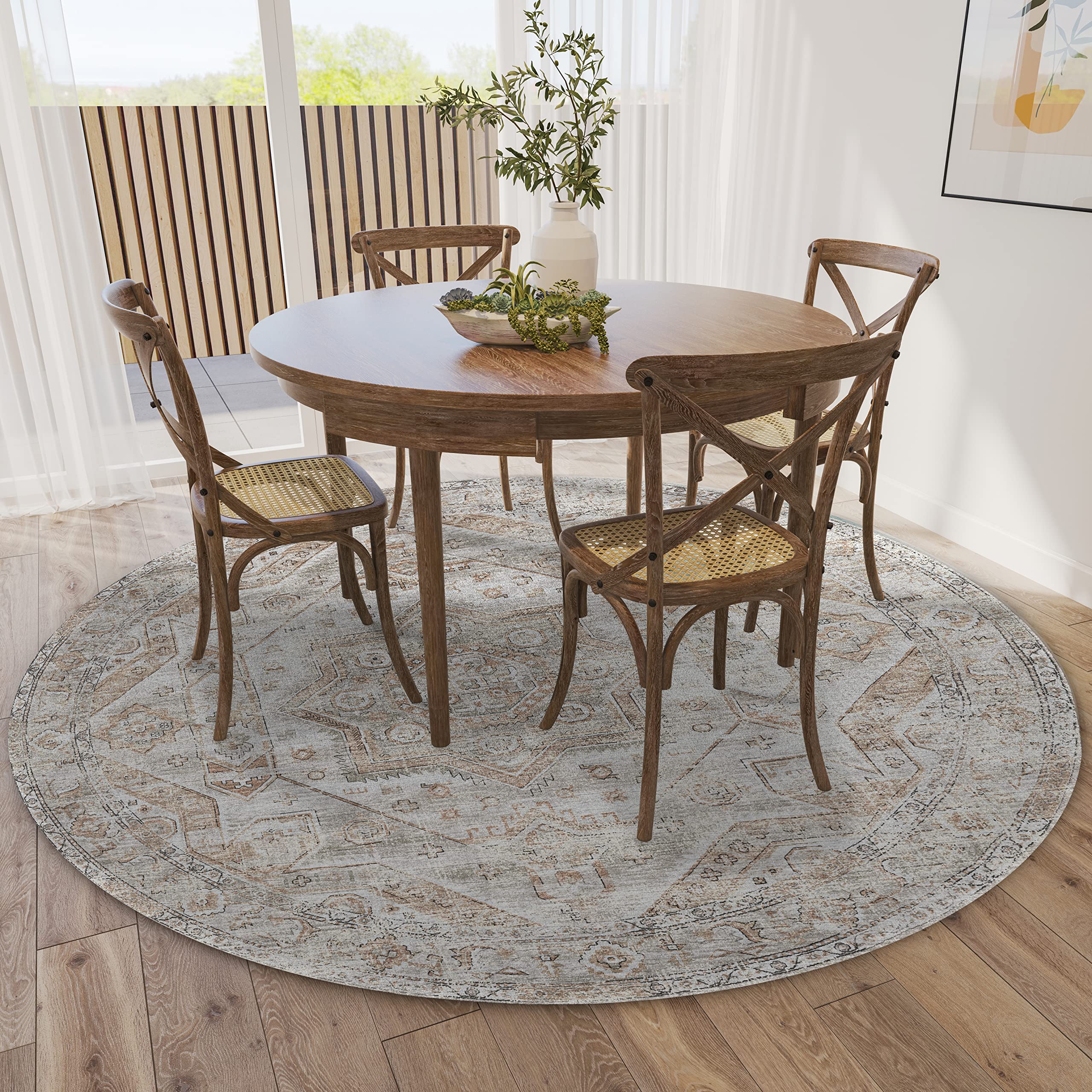 Dalyn Rugs Jericho Jc5 Tin 4' X 4' Rectangle Soft Round Rug, Easy Clean, Non Shedding, Bedroom, Entry, Living Room, Dining Room, Kitchen Rug
