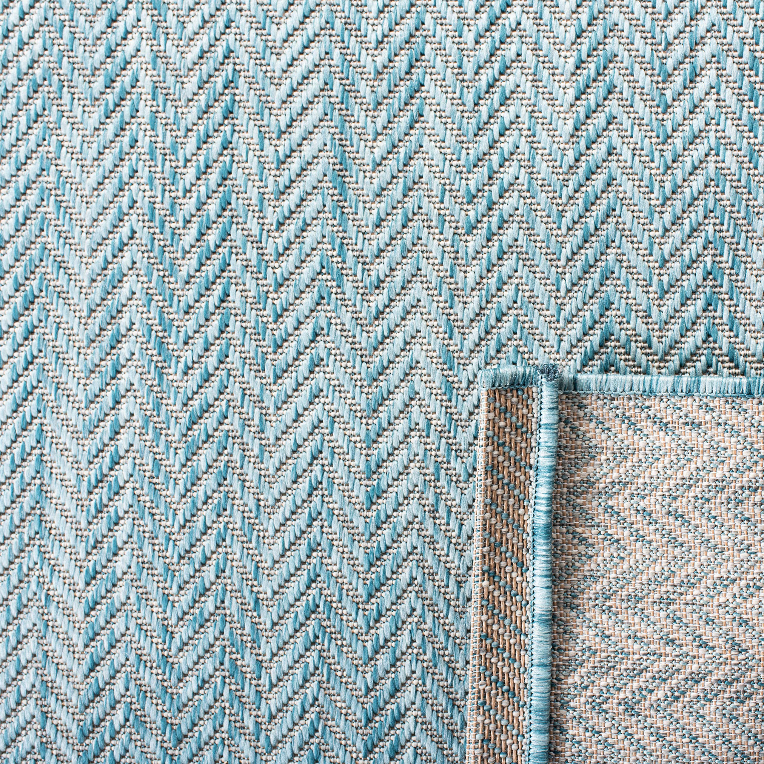 Safavieh Courtyard Collection 2'3' X 14' Aqua/Grey Cy8022 Indoor/ Outdoor Patio Backyard Mudroom Runner Rug