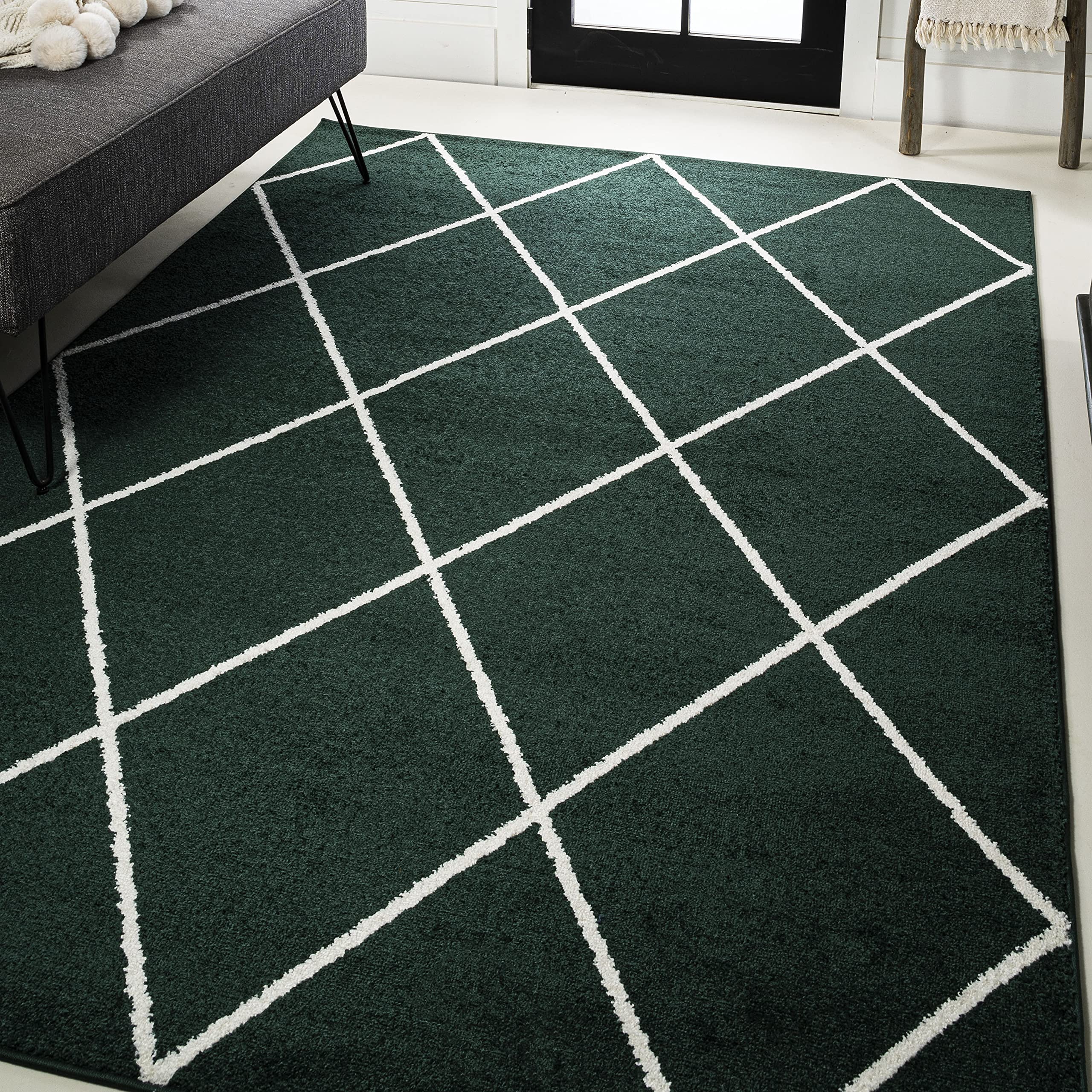 JONATHAN Y SEU102D-4 Cole Minimalist Diamond Trellis Indoor Area-Rug, Modern, Contemporary, Casual Easy-Cleaning,Bedroom,Kitchen