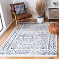 SAFAVIEH Tulum Collection Area Rug - 53 x 76, Ivory & Navy, Moroccan Boho Distressed Design, Non-Shedding & Easy Care, Ideal f