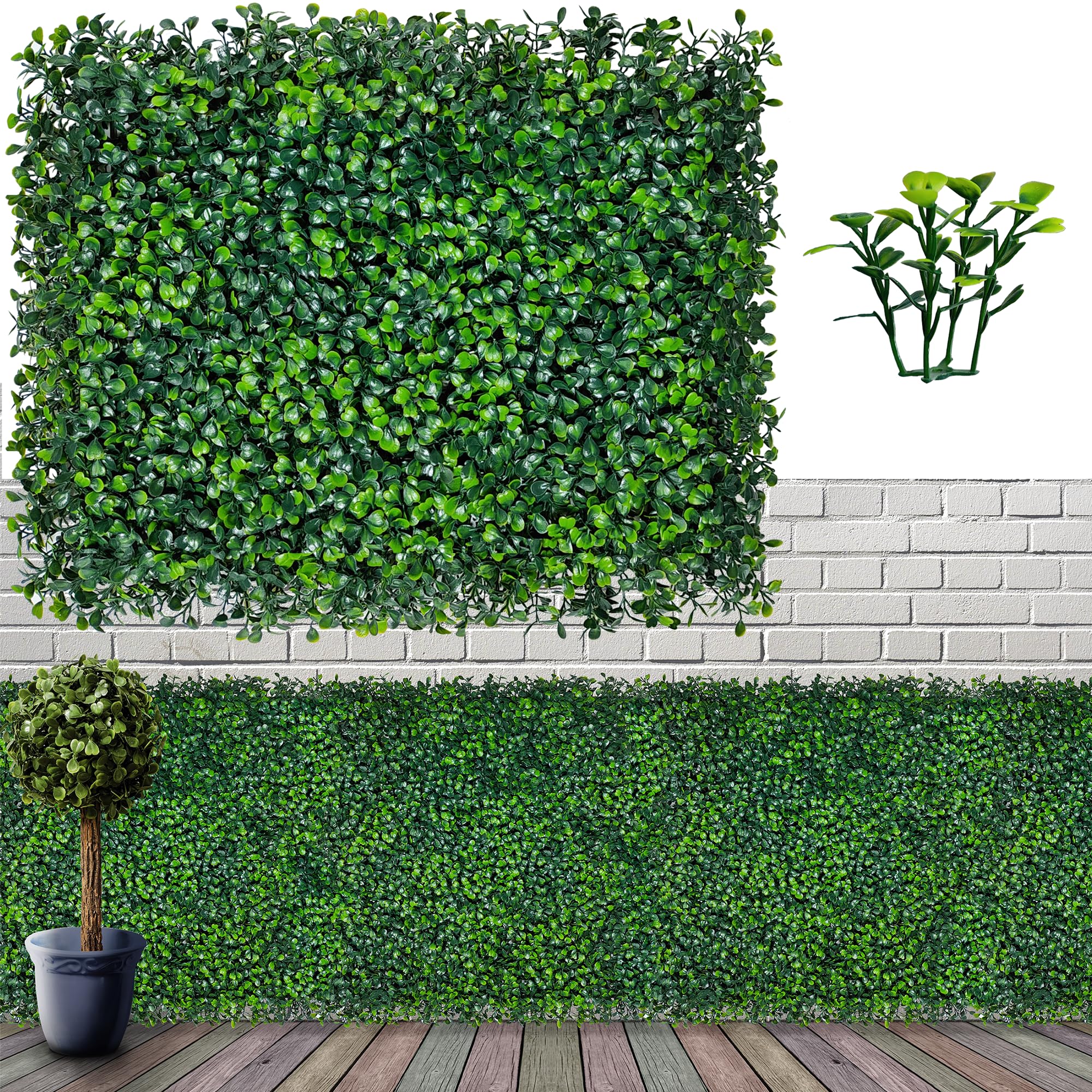 Odtory Artificial Grass Wall Backdrop Panels,16 X 12 In 12P(16 Sqft) Uv-Anti Greenery Boxwood Panels For Indoor Outdoor Green Wa