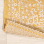 Jonathan Y Smb104G-210 Malta Bohemian Medallion Textured Weave Indoor Outdoor Area Rug, Coastal,Traditional,Transitional Easy Clean,Bedroom,Kitchen,Backyard,Patio, Non-Shed, Yellow/Cream, 2 X 10