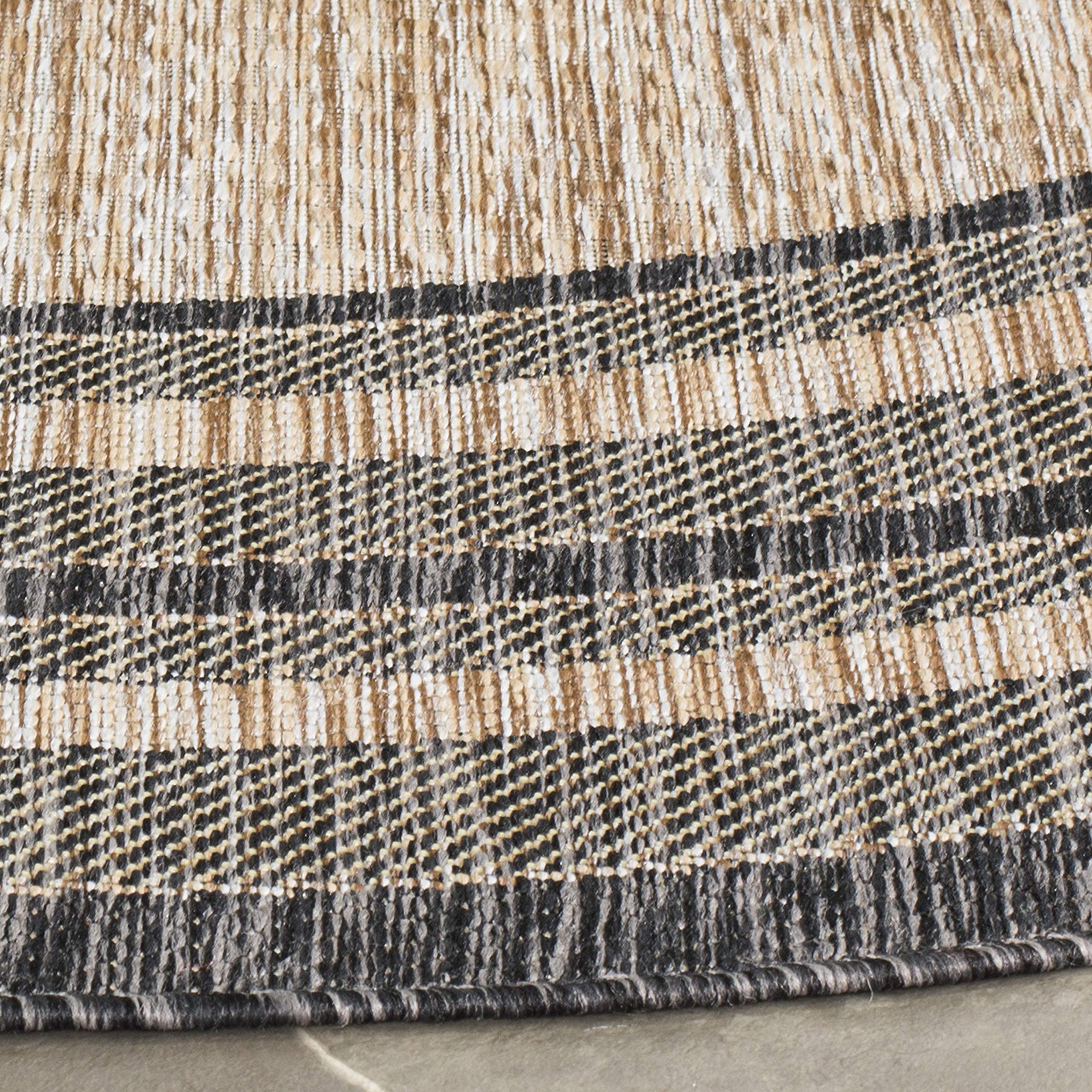 Safavieh Courtyard Collection 4' Round Natural / Black Cy8475 Indoor/ Outdoor Patio Backyard Mudroom Area Rug